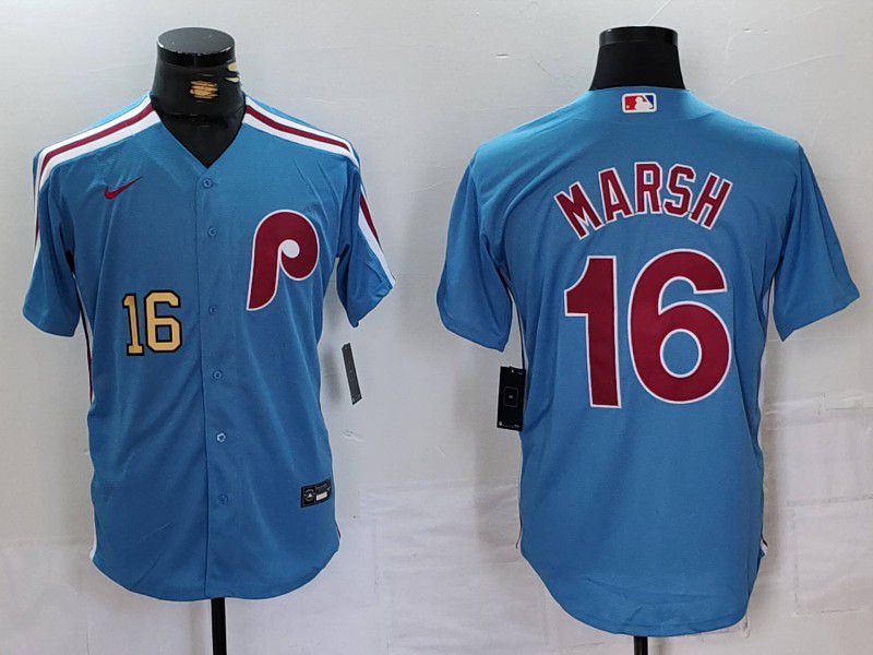 Men Philadelphia Phillies #16 Marsh Blue Throwback 2024 Nike MLB Jersey style 2->philadelphia phillies->MLB Jersey